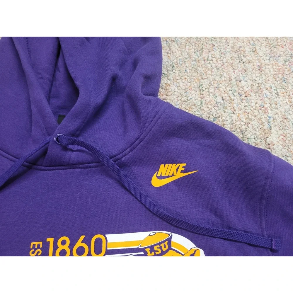 Nike LSU Fighting Tigers Hoodie Men Large Purple Pullover Sweatshirt NCAA Sports
